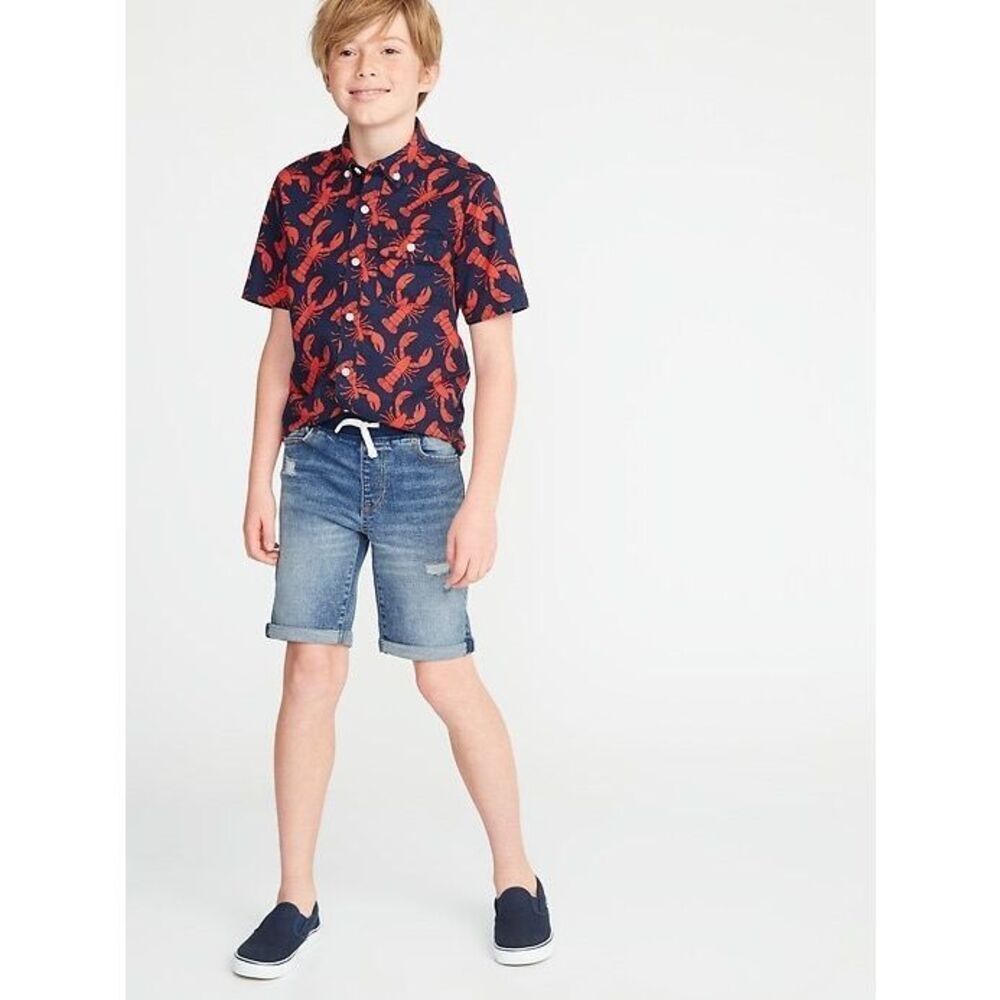Youth Boys Old Navy Karate Slim Rib Waist Built In Flex Max Jean Shorts - M (8)